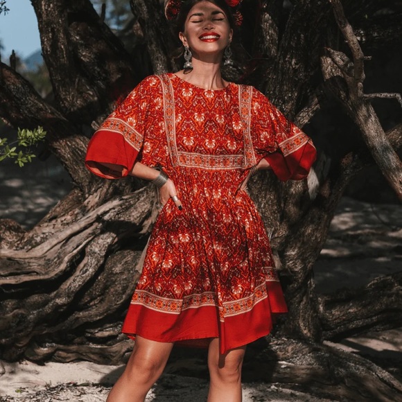 Boho Floral Print Tunic Mini Dress - Picture 11 of 12